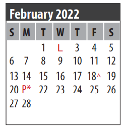 District School Academic Calendar for Galveston Co Jjaep for February 2022