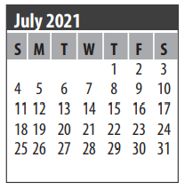 District School Academic Calendar for G H Whitcomb Elementary for July 2021