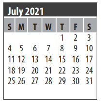 District School Academic Calendar for C D Landolt Elementary for July 2021