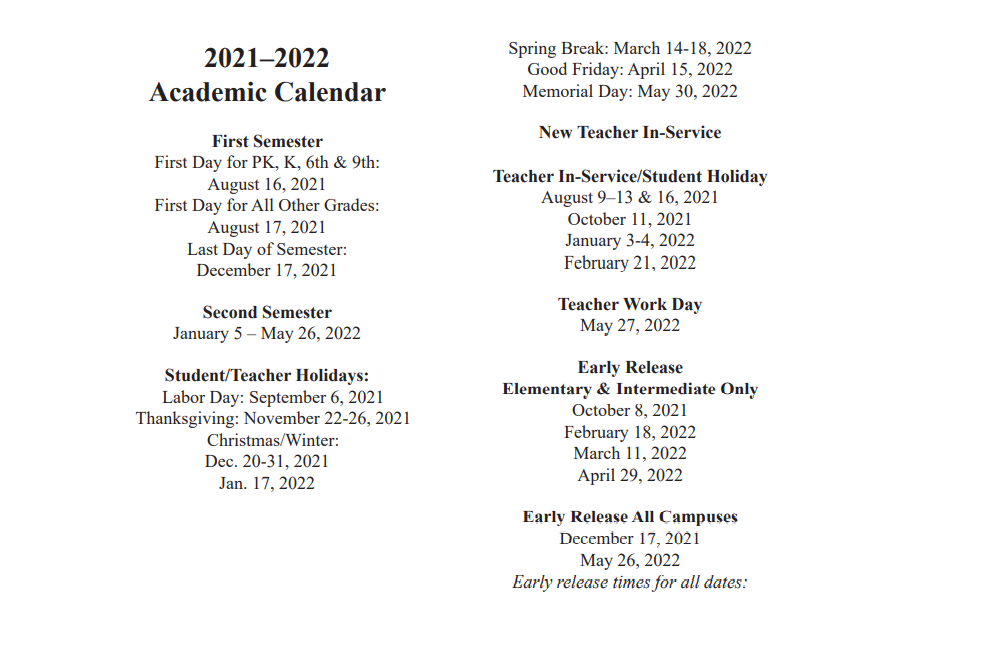 District School Academic Calendar Key for Seabrook Intermediate