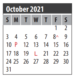 District School Academic Calendar for Clear Brook High School for October 2021