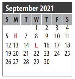 District School Academic Calendar for Seabrook Intermediate for September 2021