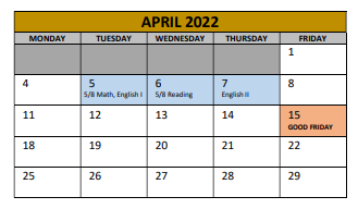 District School Academic Calendar for Irving Elementary for April 2022