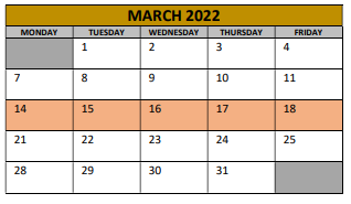 District School Academic Calendar for Adams Elementary for March 2022