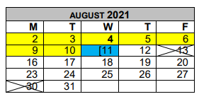 District School Academic Calendar for Douglass Sch for August 2021