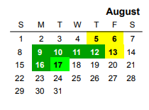 District School Academic Calendar for Clifton Intermediate for August 2021