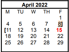 District School Academic Calendar for Clyde Elementary for April 2022