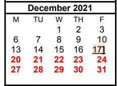 District School Academic Calendar for Clyde Elementary for December 2021