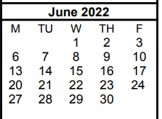 District School Academic Calendar for Clyde Elementary for June 2022