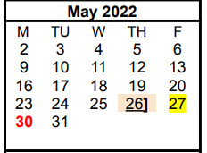 District School Academic Calendar for Clyde Intermediate for May 2022