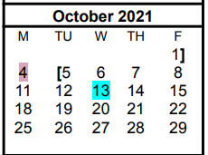 District School Academic Calendar for Clyde Intermediate for October 2021