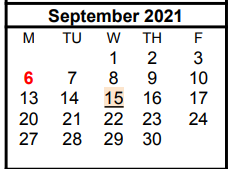 District School Academic Calendar for Clyde Elementary for September 2021