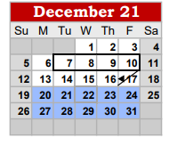 District School Academic Calendar for Coahoma Junior High for December 2021