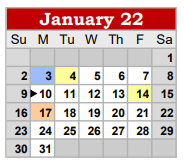 District School Academic Calendar for Coahoma Elementary for January 2022