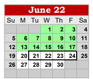 District School Academic Calendar for Coahoma High School for June 2022