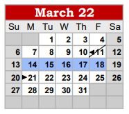 District School Academic Calendar for Coahoma Elementary for March 2022