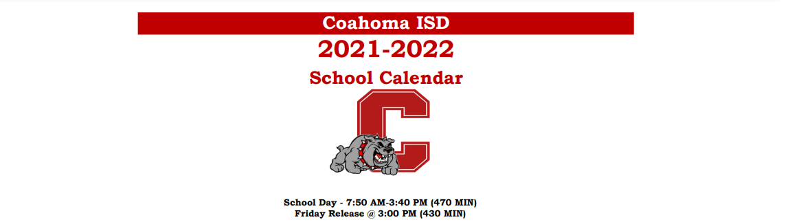 District School Academic Calendar for Coahoma Junior High