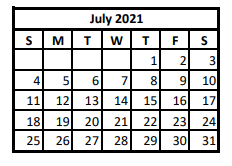District School Academic Calendar for Street Elementary for July 2021