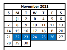 District School Academic Calendar for Coldspring-oakhurst Intermediate for November 2021