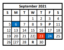 District School Academic Calendar for Coldspring-oakhurst Intermediate for September 2021
