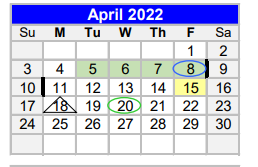 District School Academic Calendar for Coleman Elementary for April 2022
