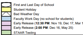 District School Academic Calendar Legend for Coleman Junior High