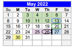 District School Academic Calendar for Coleman Junior High for May 2022