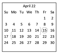 District School Academic Calendar for A & M Cons High School for April 2022