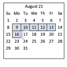 District School Academic Calendar for Center For Alternative Learning for August 2021