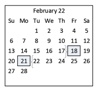 District School Academic Calendar for A & M Consolidated Middle School for February 2022