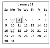 District School Academic Calendar for Center For Alternative Learning for January 2022