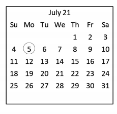 District School Academic Calendar for College Station Jjaep for July 2021