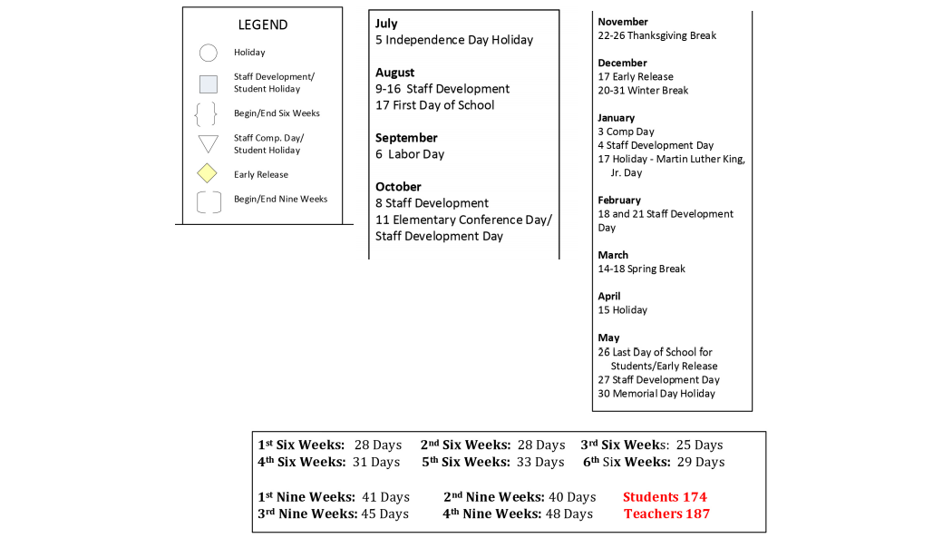 District School Academic Calendar Key for Oakwood Intermediate School