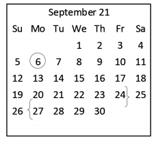 District School Academic Calendar for Center For Alternative Learning for September 2021