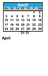 District School Academic Calendar for Doherty High School for April 2022
