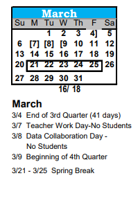 District School Academic Calendar for Midland Elementary School for March 2022