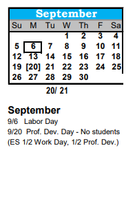 District School Academic Calendar for Carver Elementary School for September 2021