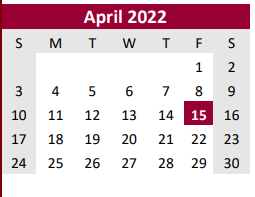 District School Academic Calendar for Brazoria Co J J A E P for April 2022