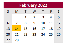 District School Academic Calendar for Wild Peach El for February 2022