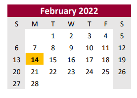 District School Academic Calendar for Brazoria Co J J A E P for February 2022