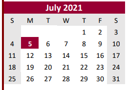 District School Academic Calendar for Brazoria Co J J A E P for July 2021