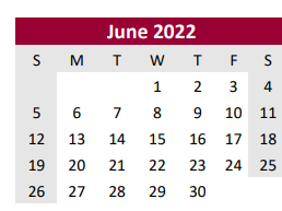 District School Academic Calendar for Columbia H S for June 2022