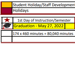 District School Academic Calendar Legend for Wild Peach El