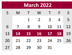 District School Academic Calendar for Wild Peach El for March 2022