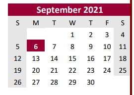 District School Academic Calendar for Columbia H S for September 2021