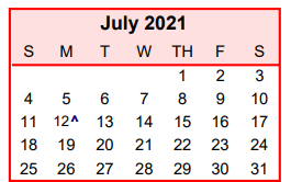District School Academic Calendar for Columbus Elementary School for July 2021