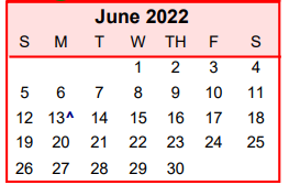 District School Academic Calendar for Columbus Junior High School for June 2022