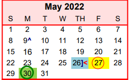 District School Academic Calendar for Columbus Elementary School for May 2022