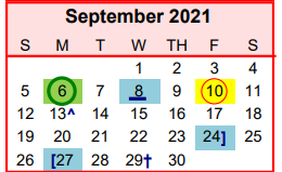 District School Academic Calendar for Columbus Elementary School for September 2021