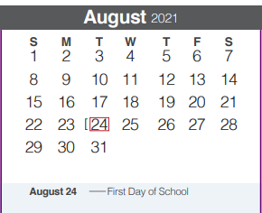 District School Academic Calendar for Goodwin Frazier Elementary School for August 2021